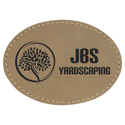 Light Brown 3 1/2" x 2 1/2" Laserable Leatherette Oval Patch with Kota Pro Adhesive