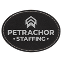 Black/Silver 3 1/2" x 2 1/2" Laserable Leatherette Oval Patch with Kota Pro Adhesive