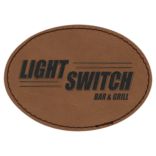 3 1/2" x 2 1/2" Dark Brown Laserable Leatherette Ova Patch with Kota Pro A dhesive