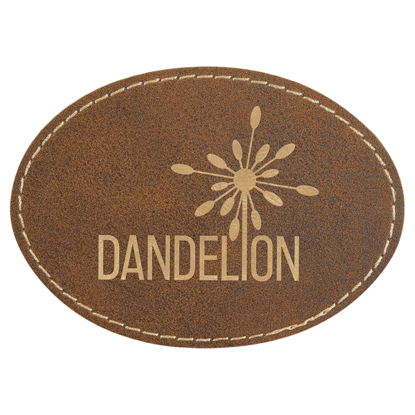 Rustic/Gold 3 1/2" x 2 1/2" Laserable Leatherette Oval Patch with Kota Pro Adhesive