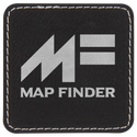 Black/Silver 2 1/2" x 2 1/2" Square Laserable Leatherette Patch with Adhesive