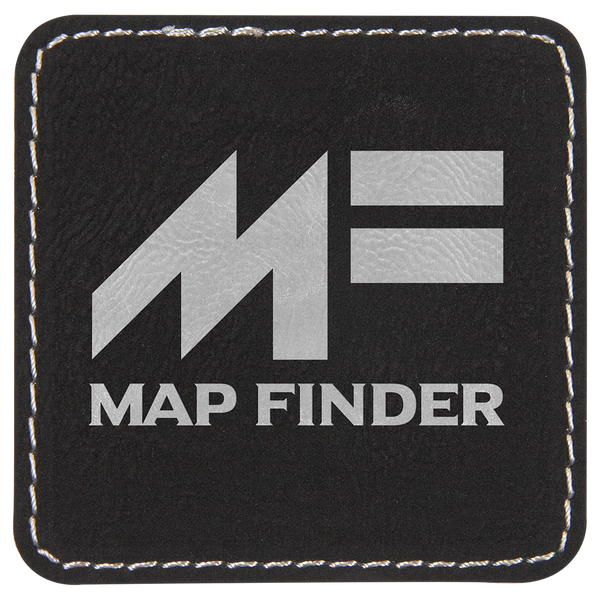 Black/Silver 2 1/2" x 2 1/2" Square Laserable Leatherette Patch with Adhesive