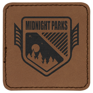 Dark Brown 2 1/2" x 2 1/2" Laserable Leatherette Patch with Adhesive