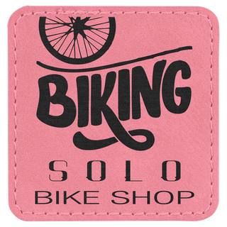 Pink 2 1/2" x 2 1/2" Laserable Leatherette Patch with Adhesive