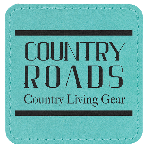 Teal 2 1/2" x 2 1/2" Laserable Leatherette Patch with Adhesive