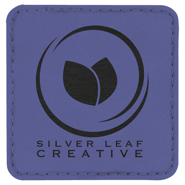 Purple 2 1/2" x 2 1/2" Square Laserable Leatherette Patch with Adhesive