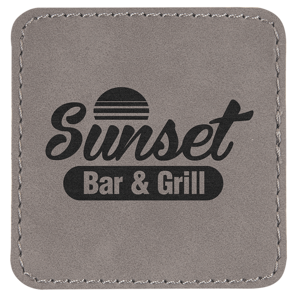 Gray 2 1/2" x 2 1/2" Laserable Leatherette Square Patch with Kota Pro Adhesive