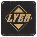 Black/Gold 2 1/2" x 2 1/2" Laserable Leatherette Square Patch with Kota Pro Adhesive