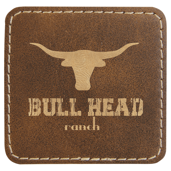 Rustic/Gold 2 1/2" x 2 1/2" Laserable Leatherette Square Patch with Kota Pro Adhesive