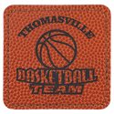 Basketball 2 1/2" x 2 1/2" Laserable Leatherette Square Patch with Kota Pro Adhesive