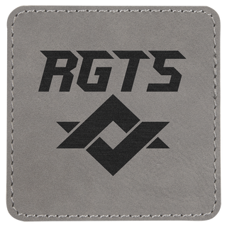 Gray 3" x 3" Square Laserable Leatherette Patch with Adhesive