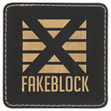 Black/Gold 3" x 3" Square Laserable Leatherette Patch with Adhesive