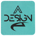 Teal 3" x 3" Square Laserable Leatherette Patch with Adhesive