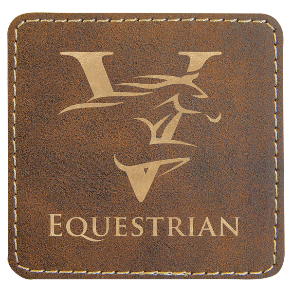 Rustic/Gold 3" x 3" Square Laserable Leatherette Patch with Adhesive