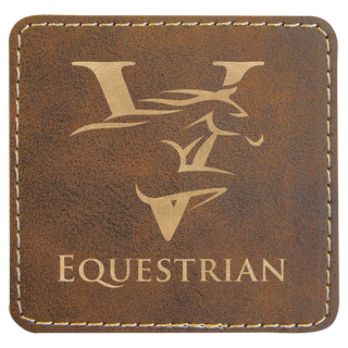 3" x 3" Square Rustic/Gold Laserable Leatherette Patch with Adhesive