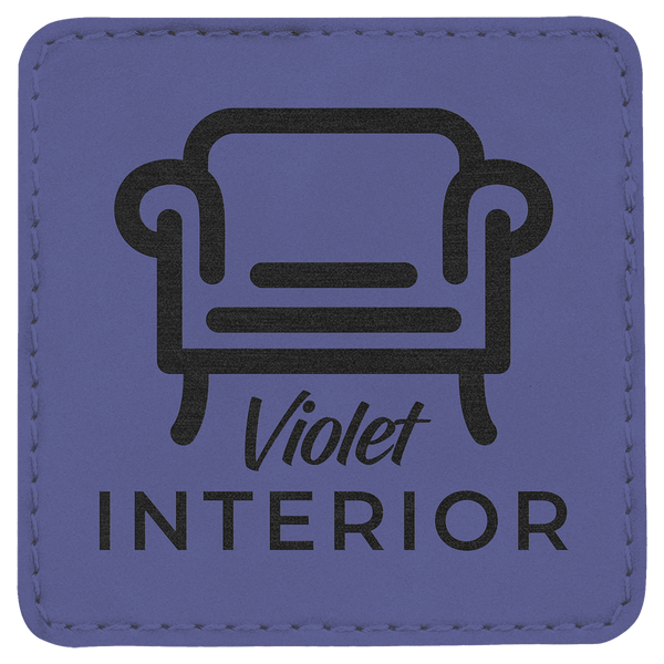 Purple 3" x 3" Square Laserable Leatherette Patch with Adhesive