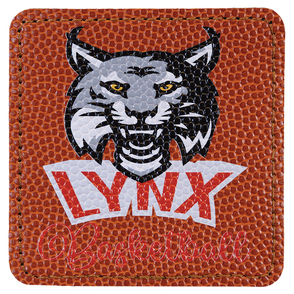 Basketball 3" x 3" Square Laserable Leatherette Patch with Adhesive