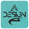 Teal 3" x 3" Laserable Leatherette Square Patch with Kota Pro Adhesive