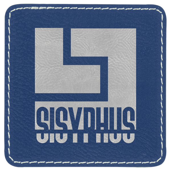 Blue/Silver 3" x 3" Laserable Leatherette Square Patch with Kota Pro Adhesive