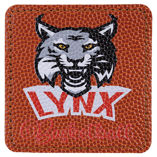 Basketball 3" x 3" Laserable Leatherette Square Patch with Kota Pro Adhesive