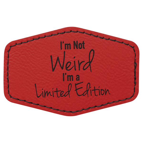 Red 3" x 2" Laserable Leatherette Hex Patch with Kota Pro Adhesive