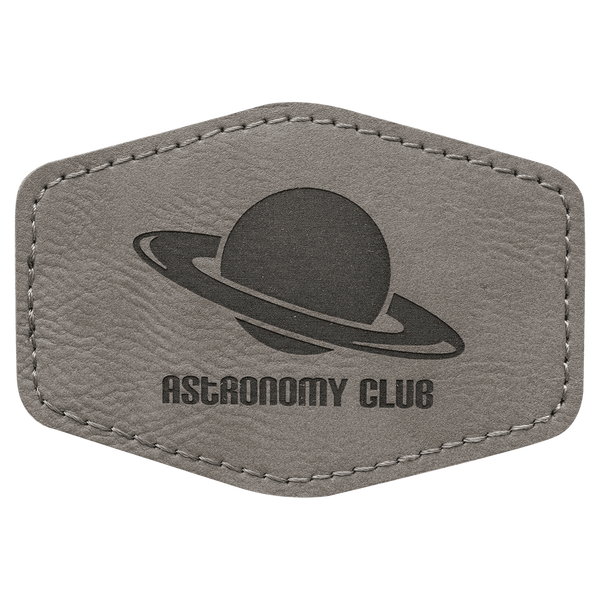 Gray 3 1/2" x 2 1/2" Laserable Leatherette Hex Patch with Kota Pro Adhesive