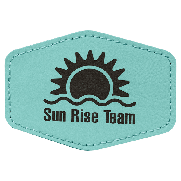 Teal 3 1/2" x 2 1/2" Laserable Leatherette Hex Patch with Kota Pro Adhesive