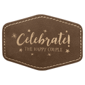 Rustic/Gold 3 1/2" x 2 1/2" Laserable Leatherette Hex Patch with Kota Pro Adhesive