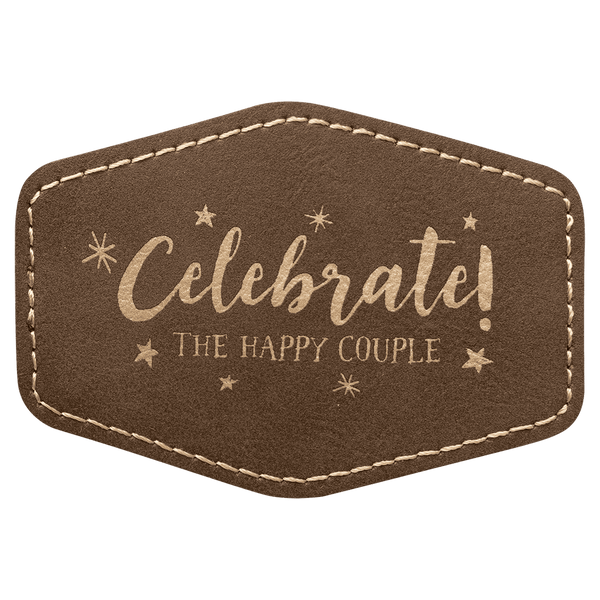 Rustic/Gold 3 1/2" x 2 1/2" Laserable Leatherette Hex Patch with Kota Pro Adhesive