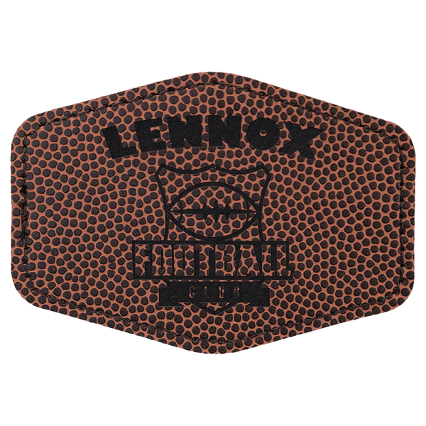 Football 3 1/2" x 2 1/2" Laserable Leatherette Hex Patch with Kota Pro Adhesive
