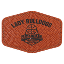 Basketball 3 1/2" x 2 1/2" Laserable Leatherette Hex Patch with Kota Pro Adhesive