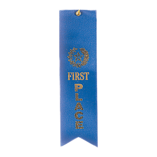 Blue 1st Place Carded Ribbon with String