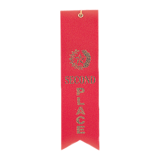 Red 2nd Place Carded Ribbon with String