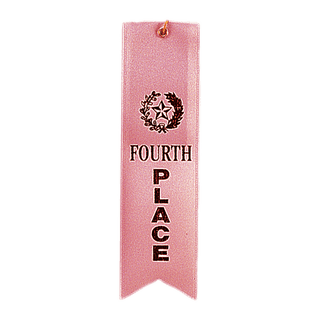 Pink 4th Place Carded Ribbon with String