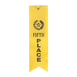 Yellow 5th Place Carded Ribbon with String