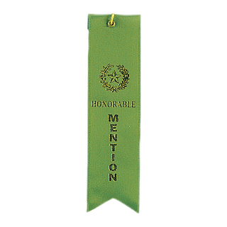 Honorable Mention Green Carded Ribbon with String