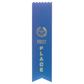 Blue 1st Place Pinked Top Ribbon