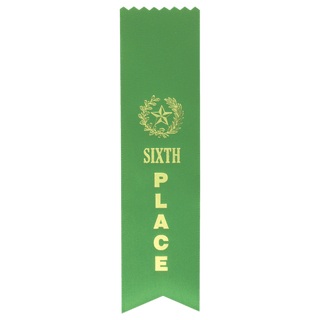 Green 6th Place Pinked Top Ribbon