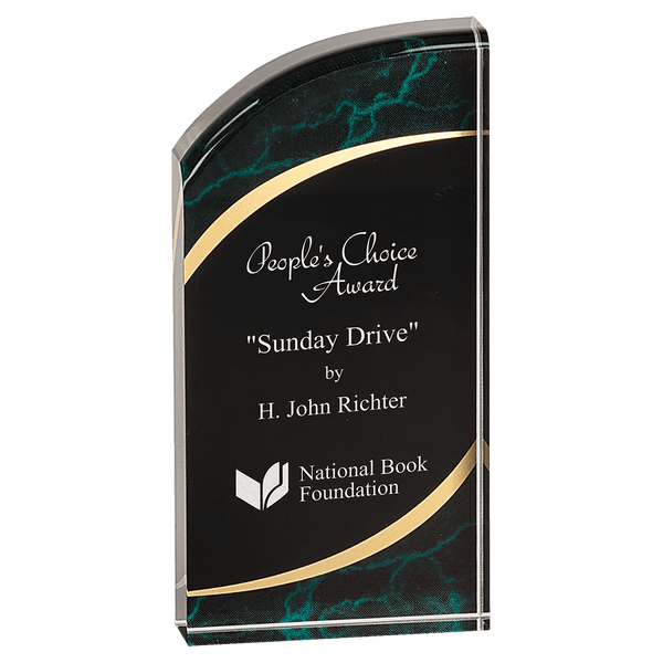 Green 3 1/2" x 7" Marble Rounded Acrylic