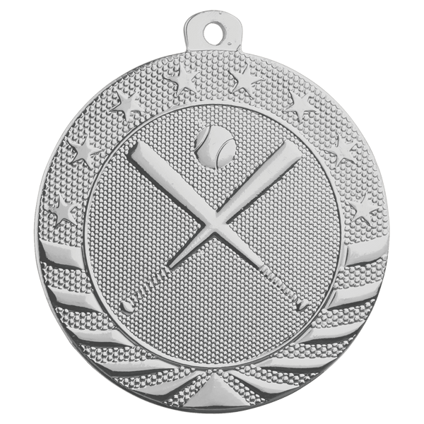 Bright Silver 2" Baseball/Softball Starbrite Medal