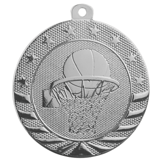 Bright Silver 2" Basketball Starbrite Medal