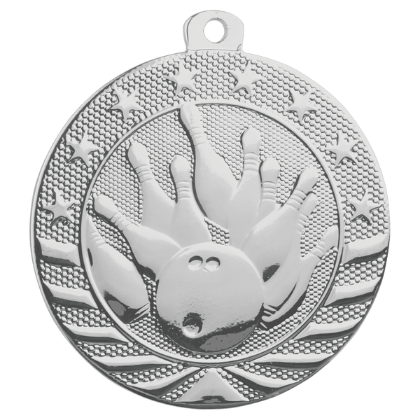 Bright Silver 2" Bowling Starbrite Medal