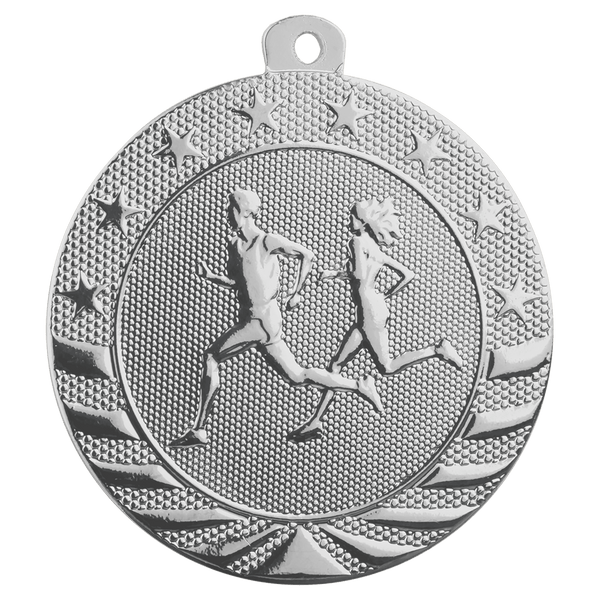 Bright Silver 2" Cross Country Starbrite Medal