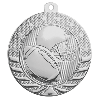 Bright Silver 2" Football Starbrite Medal