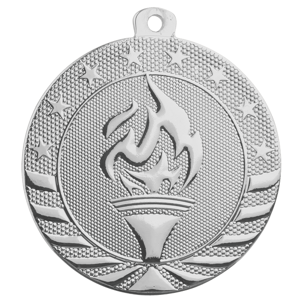 Bright Silver 2" Torch Starbrite Medal