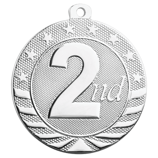 2" Bright Silver 2nd Place Starbrite Medal