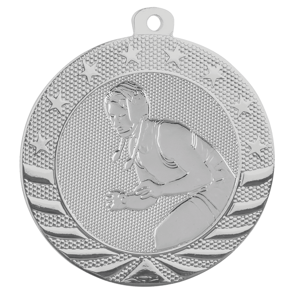 Bright Silver 2" Female Wrestling Starbrite Medal