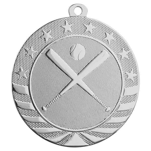 Bright Silver 2 3/4" Baseball/Softball Starbrite Medal