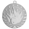 Bright Silver 2 3/4" Bowling Starbrite Medal