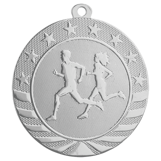 Bright Silver 2 3/4" Cross Country Starbrite Medal